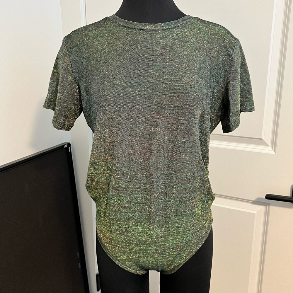 SHIMMERING GREEN AND GOLD BODYSUIT - T-shirt